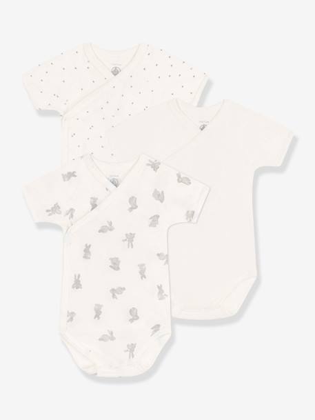 3er-Pack Baby Wickelbodys PETIT BATEAU, Bio-Baumwolle Oeko-Tex weiß 1