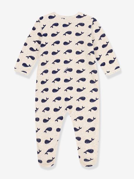 Baby Samt-Strampler PETIT BATEAU, Bio-Baumwolle beige meliert 2