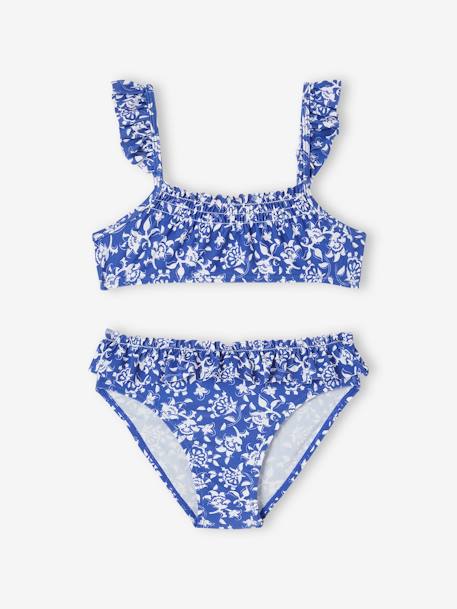 Capsule Bademode Team Familie: Mädchen Bikini Oeko-Tex - blau/weiß geblümt - 3