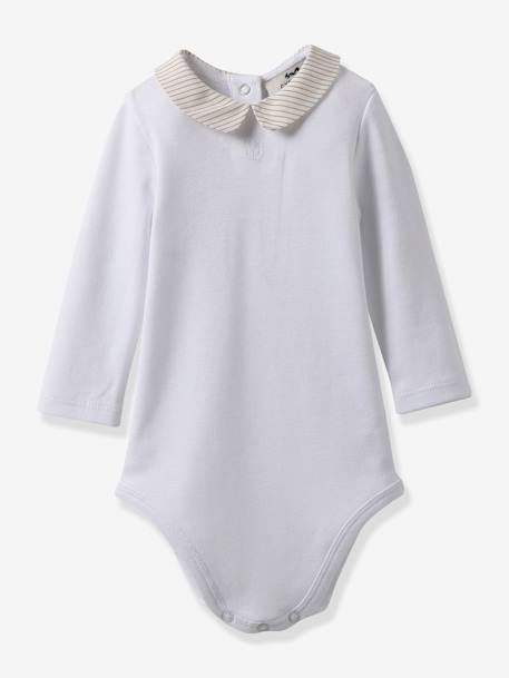 Baby Body mit Kragen CYRILLUS, Bio-Baumwolle - beige gestreift - 1