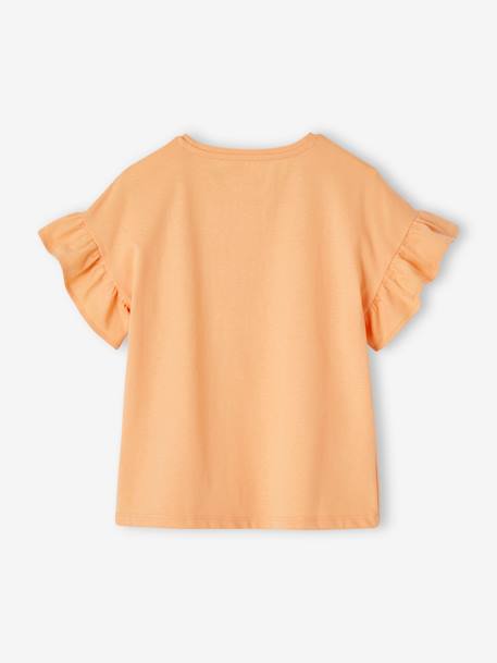 Mädchen T-Shirt mit Pailletten Oeko-Tex erdbeer+mandarine+wollweiß 7