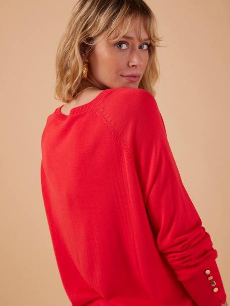 Umstands-Pullover aus Feinstrick ENVIE DE FRAISE - granatapfel+weiß - 4