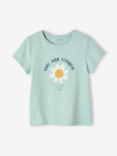 Mädchen T-Shirt, Message-Print BASIC Oeko-Tex - erdbeer+himmelblau+koralle+marine+rot+tannengrün+vanille - 4