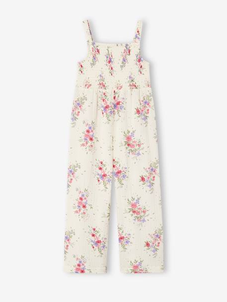 Gesmokter Mädchen Jumpsuit aus Musselin wollweiß 2