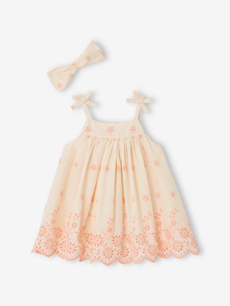 Mädchen Baby-Set: Kleid & Haarband - wollweiß - 2