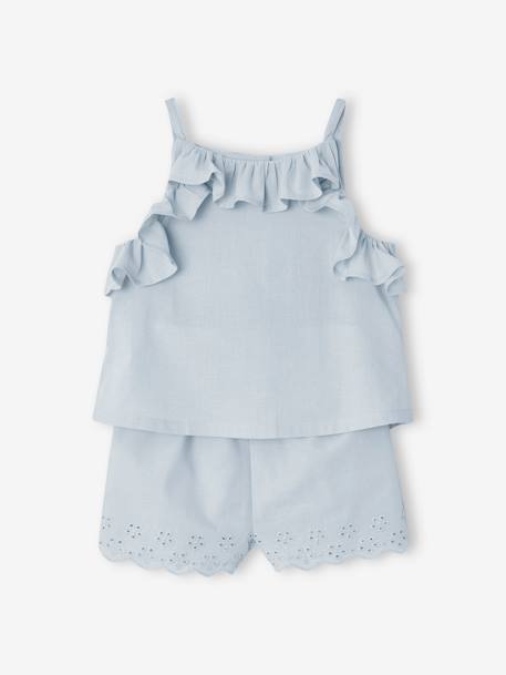 Mädchen Baby-Set: Blusentop & Shorts - eisblau - 3