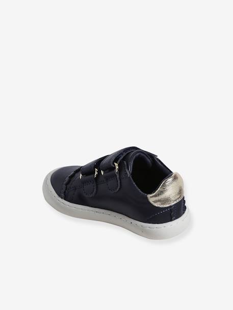Baby Klett-Sneakers ausgestanzte Motive - marine+weiß/gold - 3