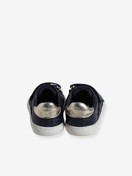 Baby Klett-Sneakers ausgestanzte Motive - marine+weiß/gold - 6