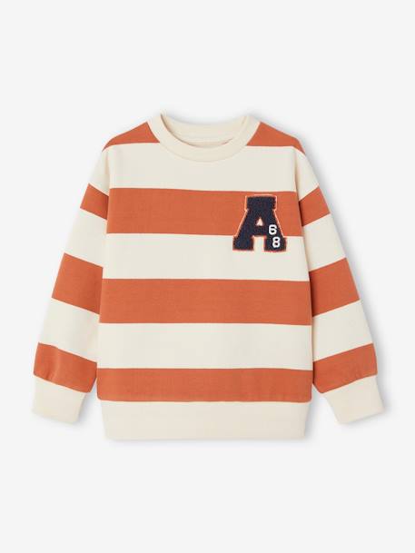 Jungen Sweatshirt mit Frottee-Patch Oeko-Tex aprikose+nachtblau 2