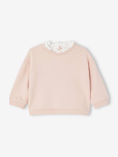 Mädchen Baby Sweatshirt mit Kragen pudrig rosa 1