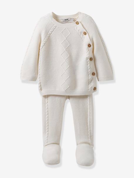 Baby-Set: Jacke & Hose CYRILLUS, Bio-Baumwolle/Wolle - wollweiß - 1