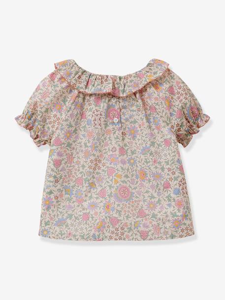 Mädchen Bluse mit Liberty-Print Alicia Chintz CYRILLUS - hellrosa - 2