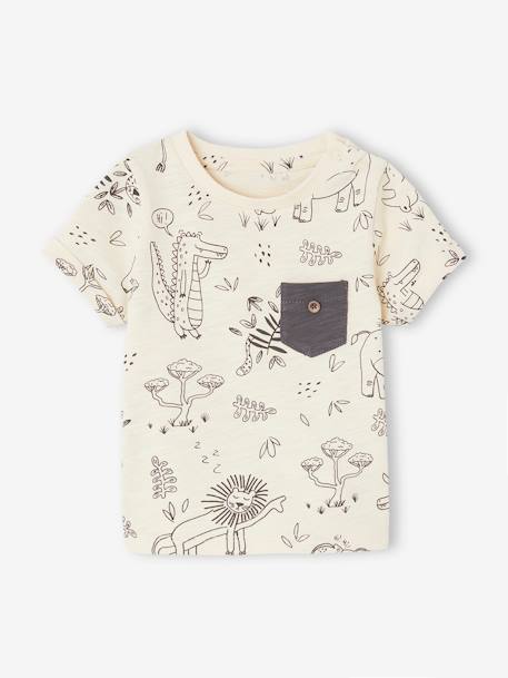 Baby T-Shirt mit Dschungelprint Oeko-Tex - wollweiß - 1