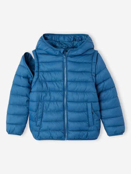 Jungen Steppjacke mit abnehmbaren Ärmeln & Recycling-Polyester - petrol - 1