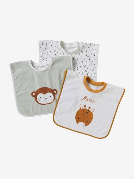 3er-Pack Baby Schlupflätzchen, personalisierbar - pack hellgrün pandafreunde - 6