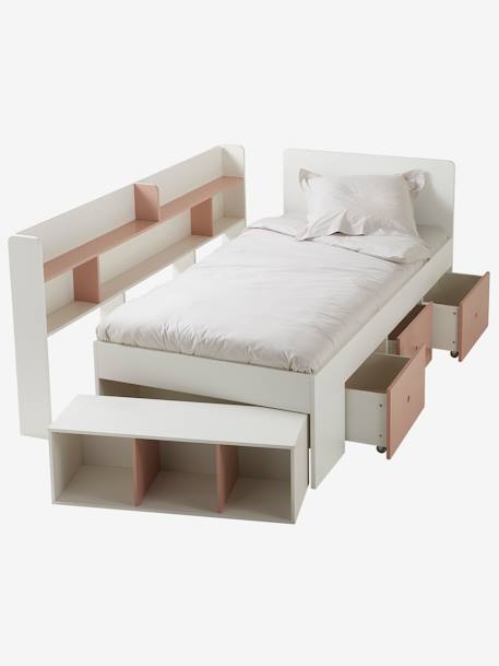 Kinderbett BASEO mit Schubladen - graublau+rosa nude+weiß - 8