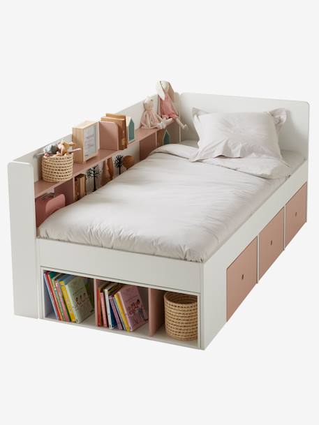 Kinderbett BASEO mit Schubladen - graublau+rosa nude+weiß - 6