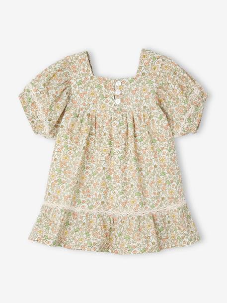 Mädchen Baby Kleid mit Spitze - vanille - 1