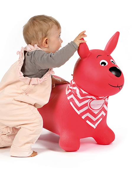 Baby Hüpftier HUND LUDI hellrosa+himmelblau+rot 10