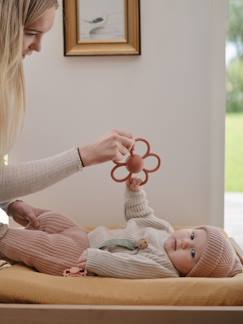 Spielzeug-Baby-Tasten & Greifen-Beißring mit Rassel in Blumenform MUSHIE, Silikon