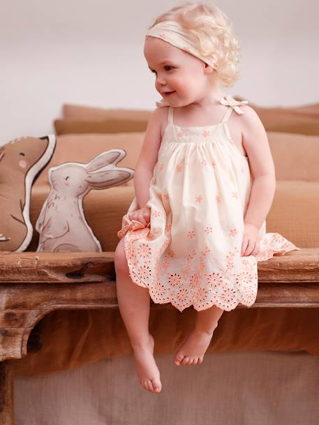 Mädchen Baby-Set: Kleid & Haarband wollweiß 1