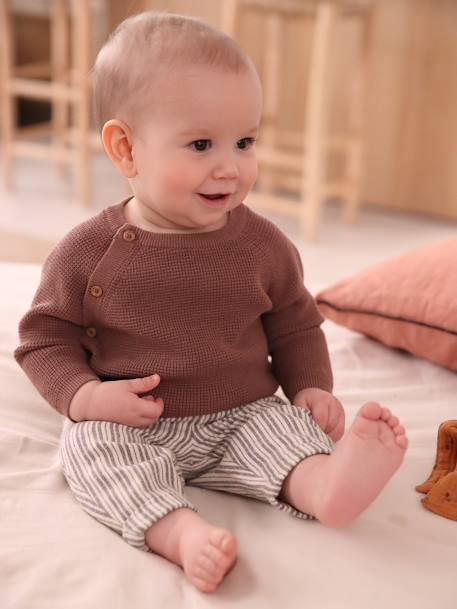 Baby Strickjacke mit Öffnung vorn Oeko-Tex - mokka - 5