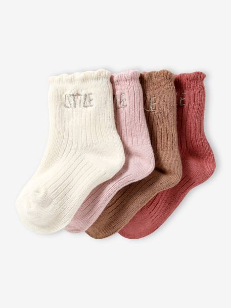 4er-Pack Baby Socken LITTLE BASIC Oeko-Tex altrosa+cappuccino 1