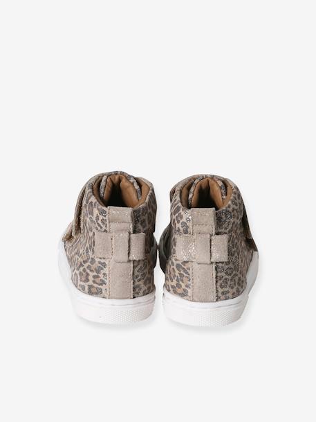 Hohe Baby Klett-Sneakers aus Leder beige bedruckt 7