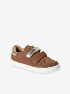 Kinderschuhe-Mädchenschuhe-Mädchen Leder-Sneakers mit 2 Klettriemen