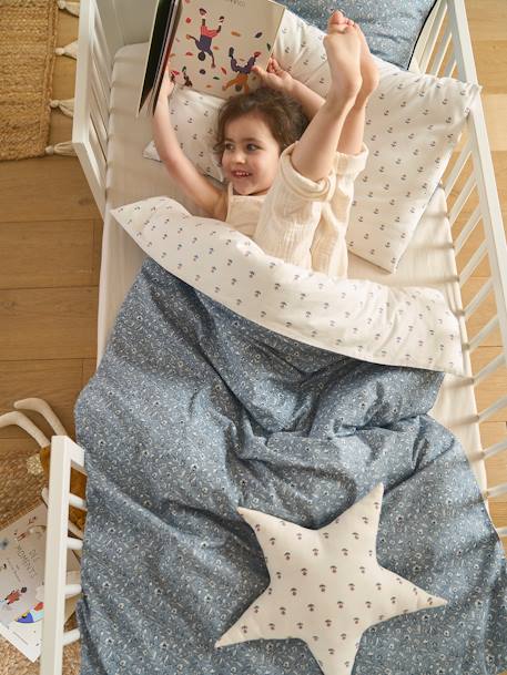 Baby Bettbezug ohne Kissenbezug INDIEN BLUME Oeko-Tex - blau bedruckt - 3