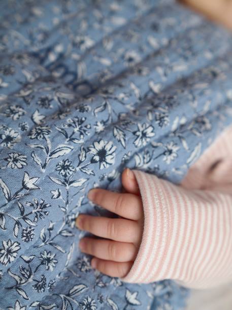 Ärmelloser Baby Schlafsack INDIEN BLUME personalisierbar Oeko-Tex - blau bedruckt - 3