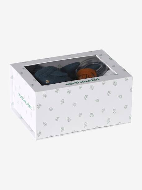 Baby Geschenk-Set: Wickeltuch, Schmusetuch & Greifling, personalisierbar blau navy sea+pack weiß/orange fuchs+rosa/koala 3