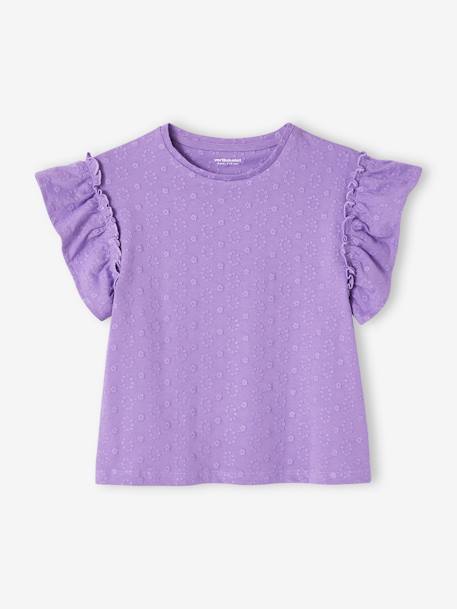 Mädchen T-Shirt mit Volantärmeln Oeko-Tex violett 2