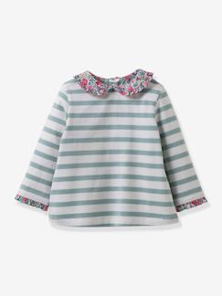 Jungenkleidung-Baby Ringelshirt mit Liberty-Details CYRILLUS, Bio-Baumwolle