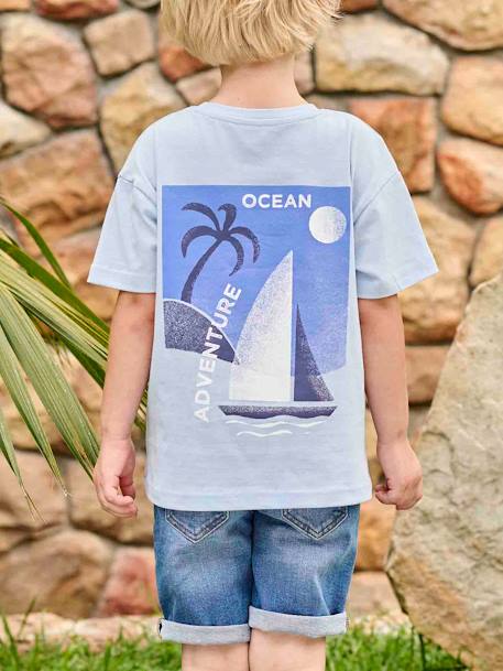 Jungen T-Shirt mit Print hinten Oeko-Tex himmelblau 5