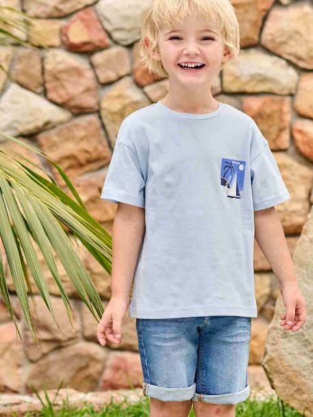 Jungen T-Shirt mit Print hinten Oeko-Tex - himmelblau - 6