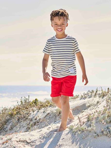 Jungen T-Shirt mit Streifen Oeko-Tex aqua gestreift+azurblau+dunkelblau gestreift+gelb gestreift+rot gestreift 14