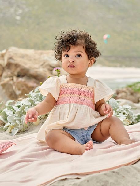 Mädchen Baby Bluse mit Häkelspitze - wollweiß - 7