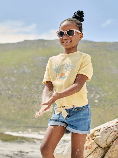 Mädchen Jeansshorts mit Paperbag-Bund - blue stone - 1