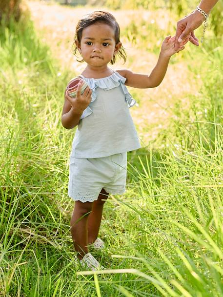 Mädchen Baby-Set: Blusentop & Shorts - eisblau - 1