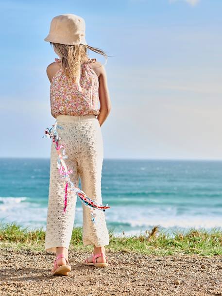 Mädchen Cropped-Bluse mit Volantträgern rosa aprikose 6