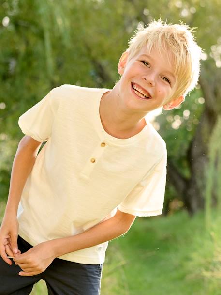 Jungen Henley-Shirt mit Recycling-Baumwolle BASIC, personalisierbar azurblau+wollweiß 6