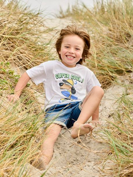 Jungen T-Shirt mit Recycling-Baumwolle azurblau+türkis+weiß 12