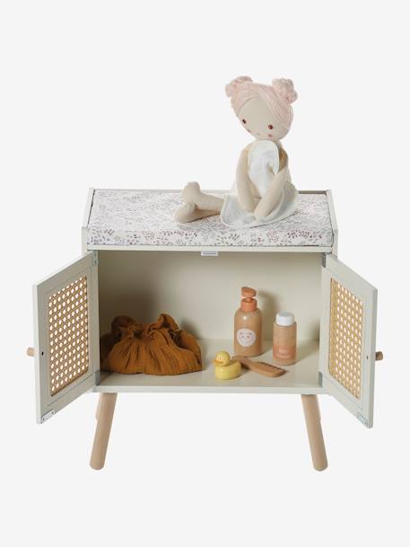 Puppen-Wickeltisch PETITE POESIE, Rattan/Holz FSC® rosa/natur+weiß 14