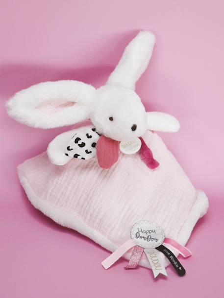 Hasen-Schmusetuch mit Musselin Happy 25 cm DOUDOU ET COMPAGNIE rosa 2