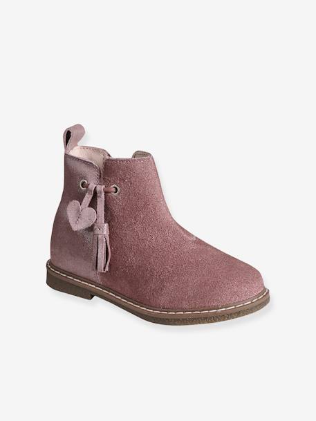 Mädchen Boots mit Anziehtrick camel+rosa 7