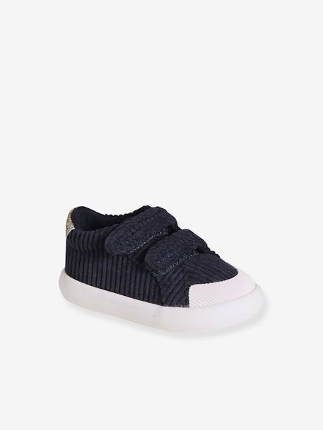 Baby Klett-Sneakers aus Cord altrosa+himbeer+marine 15