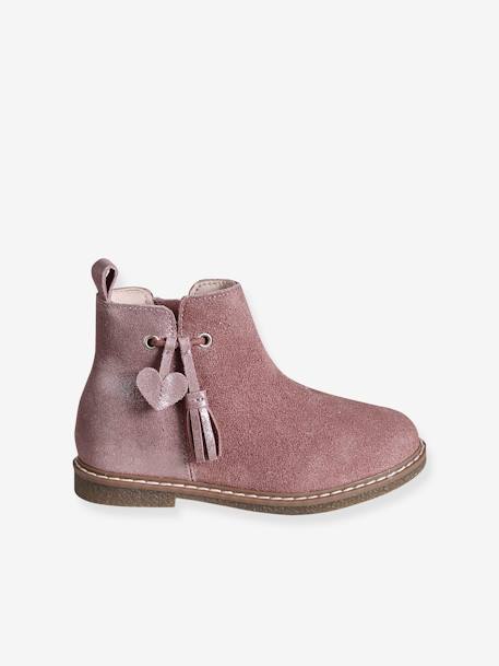 Mädchen Boots mit Anziehtrick camel+rosa 8