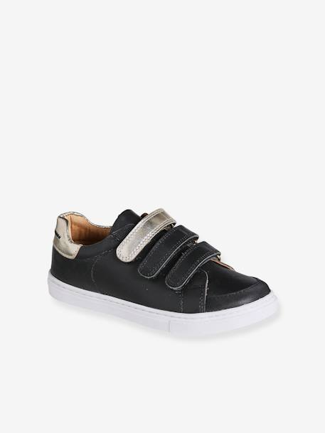 Mädchen Klett-Sneakers braun+marine/silber+schwarz 11