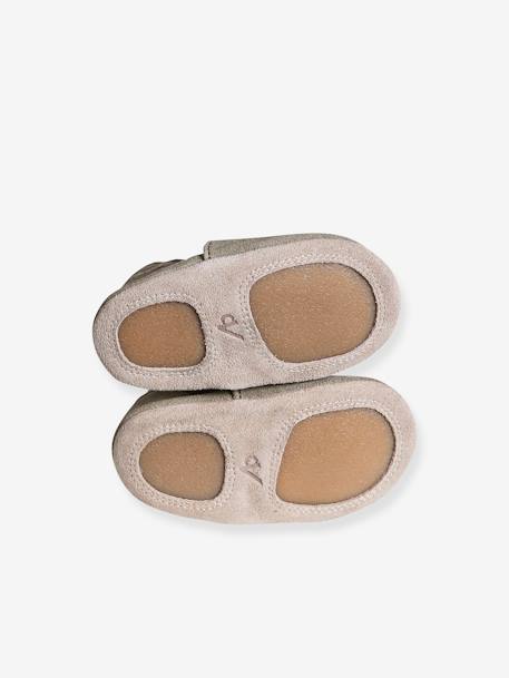 Baby Krabbelschuhe mit Gummizug khaki+salbeigrün 5